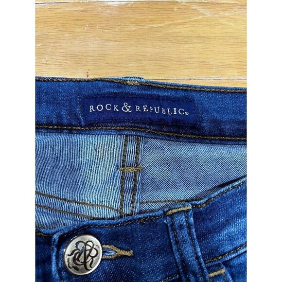 Rock Republic Jeans Womens Berlin Size 8M Blue Mid Rise Straight Embellished - Picture 3 of 8